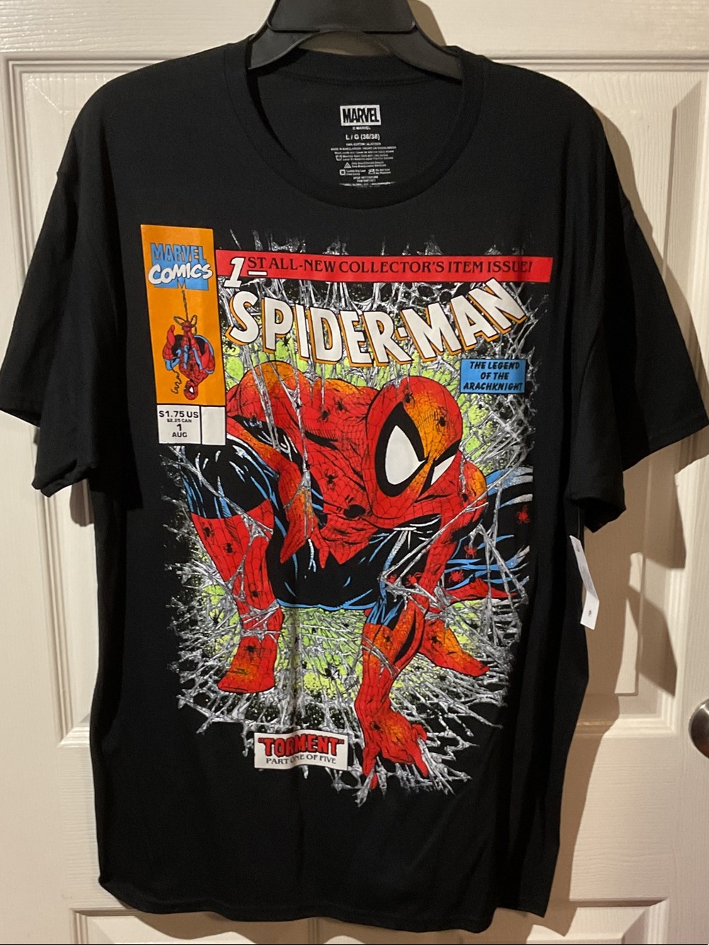 Marvel Spider-Man Comic Panel Tee - Black with Red and Yellow Print
